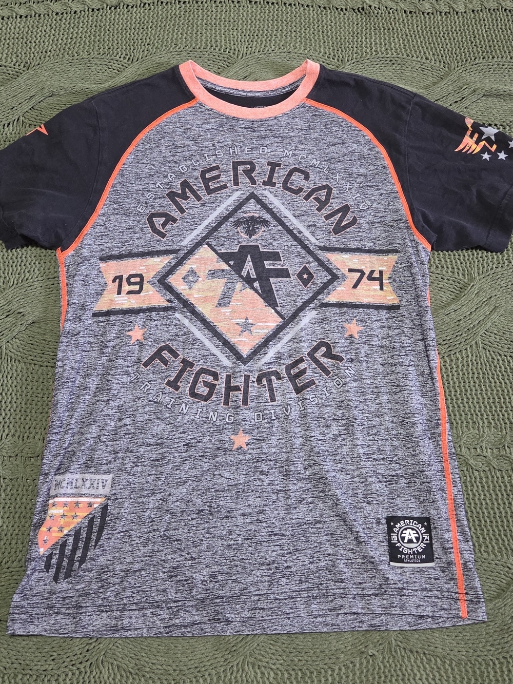 American Fighter Graphic T Shirt Athletics Grey Orange
